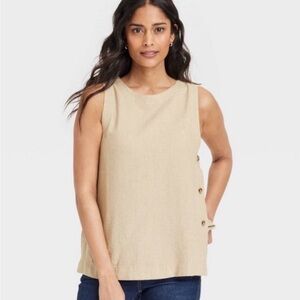 Universal Thread Beige Side-Button Tank Top